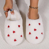 Lovely Heart-Shaped Flannel Lined Women's Indoor Slippers