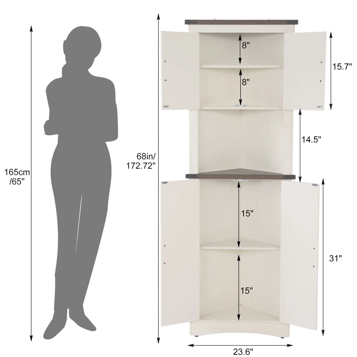 Farmhouse 5-Tier Engineered Wood Corner Storage Cabinet