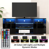 Modern LED TV Stand With Adjustable Shelves and Remote Control