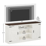 66-Inch Farmhouse Wooden TV Stand With Power Outlets