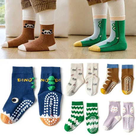 Children’s Cotton Non-Slip Cartoon Knit Socks - Omega Lifestyles