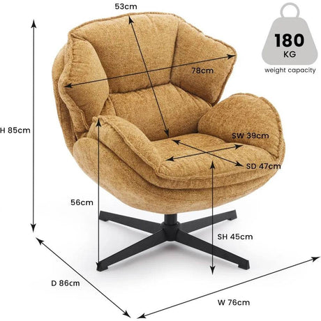 Ergonomic Swivel Living Room Chair with Metal Legs - Omega Lifestyles