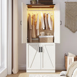 Farmhouse 2-Door Armoire Wardrobe Closet With LED