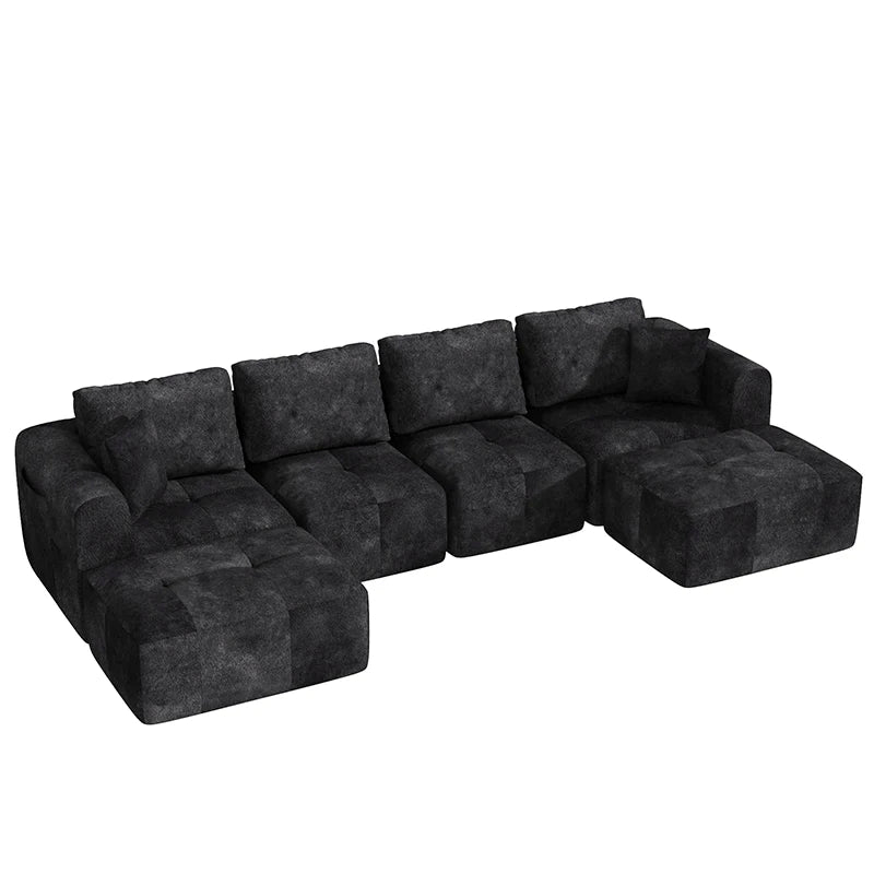 Modular L-Shaped U-Shaped Convertible Ottoman Sectional Sofa