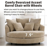 Oversized Round Barrel Chenille Fabric Accent Chair With Ottoman - Omega Lifestyles