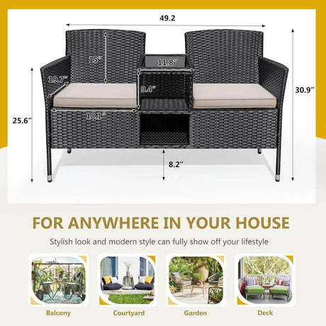 Outdoor Furniture Patio Loveseat Wicker Bench - Omega Lifestyles