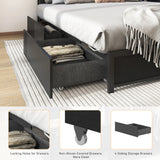 King Size Industrial LED Light Storage Platform Bed Frame