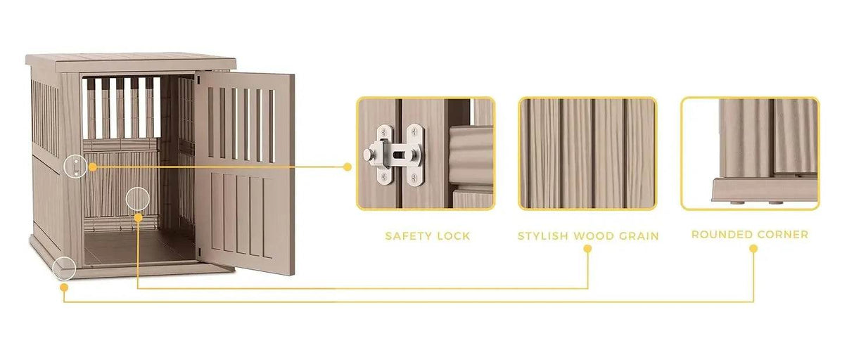 Lockable Resin Dog Crate End Table Nightstand - Omega Lifestyles