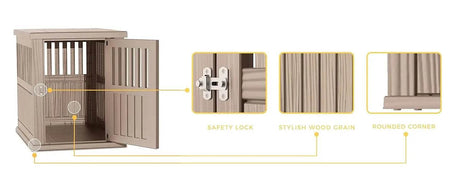 Lockable Resin Dog Crate End Table Nightstand - Omega Lifestyles