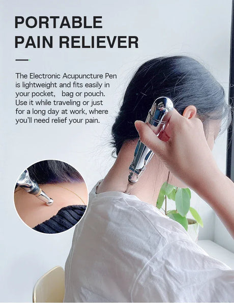 Electronic Acupuncture Pen Stainless Steel Massage Device With 5 Heads - Omega Lifestyles