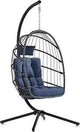 Ergonomic Wicker Hanging Egg Chair with Cushion - Omega Lifestyles