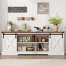 Farmhouse Wooden Sliding Barn Door Coffee Bar Cabinet