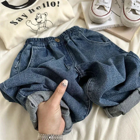 Children's Casual Loose Fit Cotton Denim Jeans - Omega Lifestyles