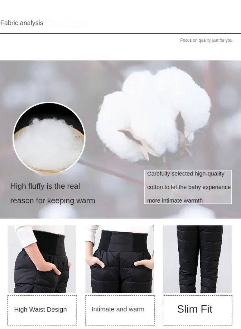 Kids Winter Cotton Padded Warm Elastic Waist Leggings - Omega Lifestyles