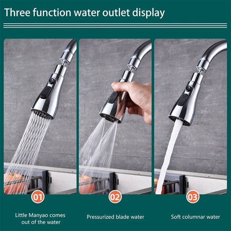 3-in-1 Rotating Kitchen Faucet Extender With Sprayer - Omega Lifestyles