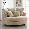 Oversized Round Barrel Chenille Fabric Accent Chair With Ottoman - Omega Lifestyles