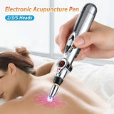 Electronic Acupuncture Pen Stainless Steel Massage Device With 5 Heads - Omega Lifestyles