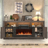 Farmhouse Rustic Fireplace TV Stand With LED Light