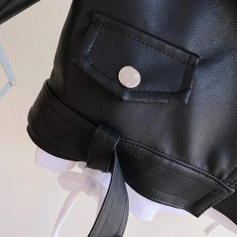 Children’s Autumn Thin Cotton Polyester PU Leather Jacket - Omega Lifestyles