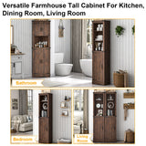 68-Inch Farmhouse Rustic Barn Door Storage Cabinet