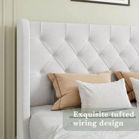 Upholstered Velvet Tufted Bed Frame - Omega Lifestyles