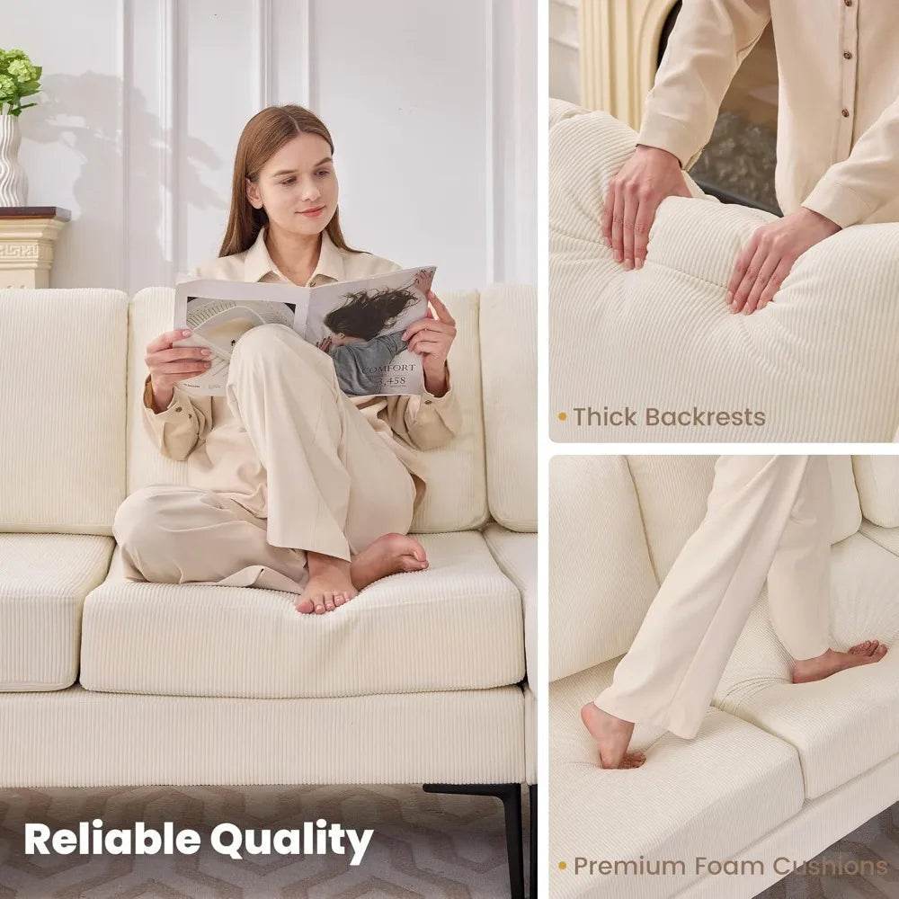 Modern Modular Corduroy Sectional Sofa With Convertible Chaise - Omega Lifestyles