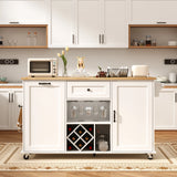 Rolling Wood Kitchen Island Cart With Drop Leaf Countertop