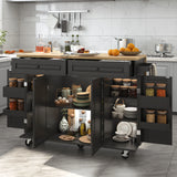 Spacious Rolling Kitchen Island Cart With Storage Cabinet