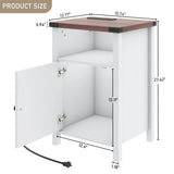 Farmhouse LED Nightstand Set of 2 With Charging Station