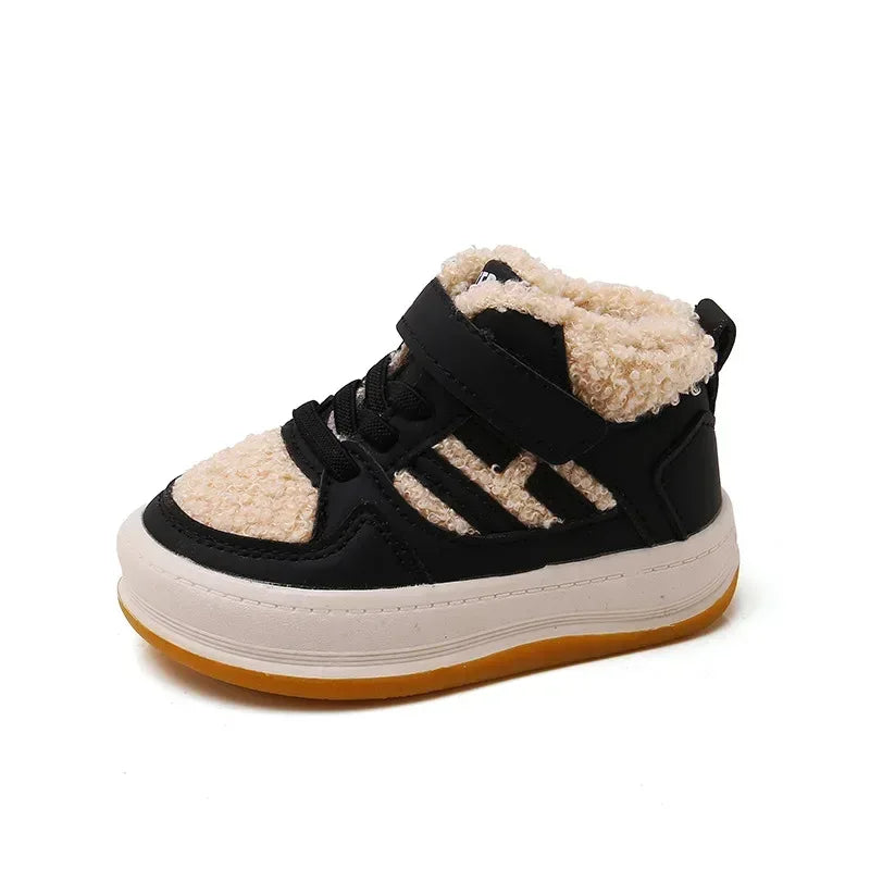 Children Plush Anti-Skid Cotton Leather Winter Sneakers - Omega Lifestyles