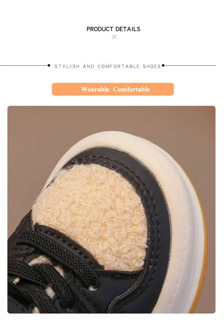 Children Plush Anti-Skid Cotton Leather Winter Sneakers - Omega Lifestyles