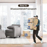 Convertible Firm Linen Fabric Sectional Sofa Light Grey - Omega Lifestyles