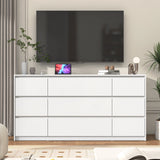 Modern 9 Drawer Engineered Wood Dresser With Charging Station