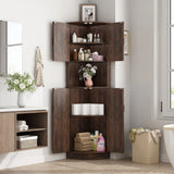 67.5-Inch Farmhouse Corner Cabinet With Adjustable Shelves