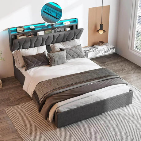 Adjustable Storage Bed Frame With Charging Station - Omega Lifestyles
