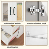 Modern 78-Inch White Glass Door Living Room Cabinet