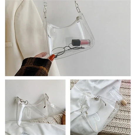 Clear PVC Small Zipper Shoulder Bag For Women - Omega Lifestyles