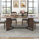 Large Rectangular Wood Top Modern Dining Table With Metal Legs