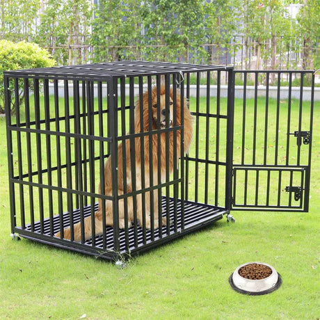 Heavy Duty Chew-Resistant Iron Dog Crate With Wheels - Omega Lifestyles
