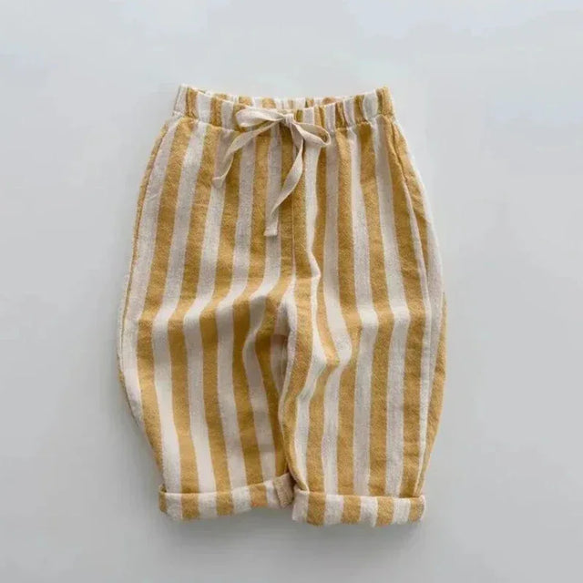 Vintage Cotton Striped Boys Elastic Waist Casual Pants - Omega Lifestyles