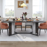 Large Rectangular Wood Top Modern Dining Table With Metal Legs