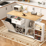 Rolling Wood Kitchen Island Cart With Drop Leaf Countertop