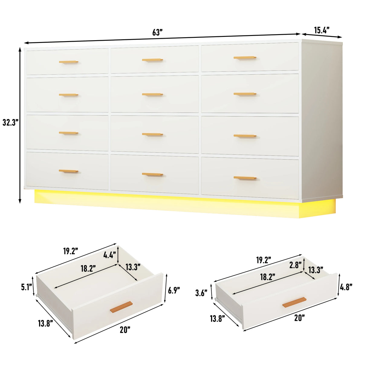 Modern 12-Drawer Dresser With Built-In Charging Station