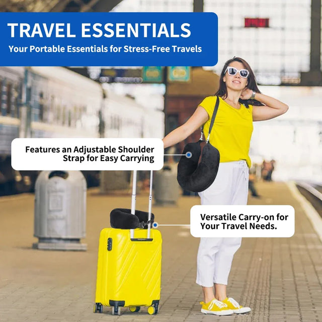 Travel Neck Pillow With Velvet Cover And Storage Bag - Omega Lifestyles