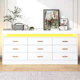 Modern 9-Drawer Wooden Dresser With LED Light