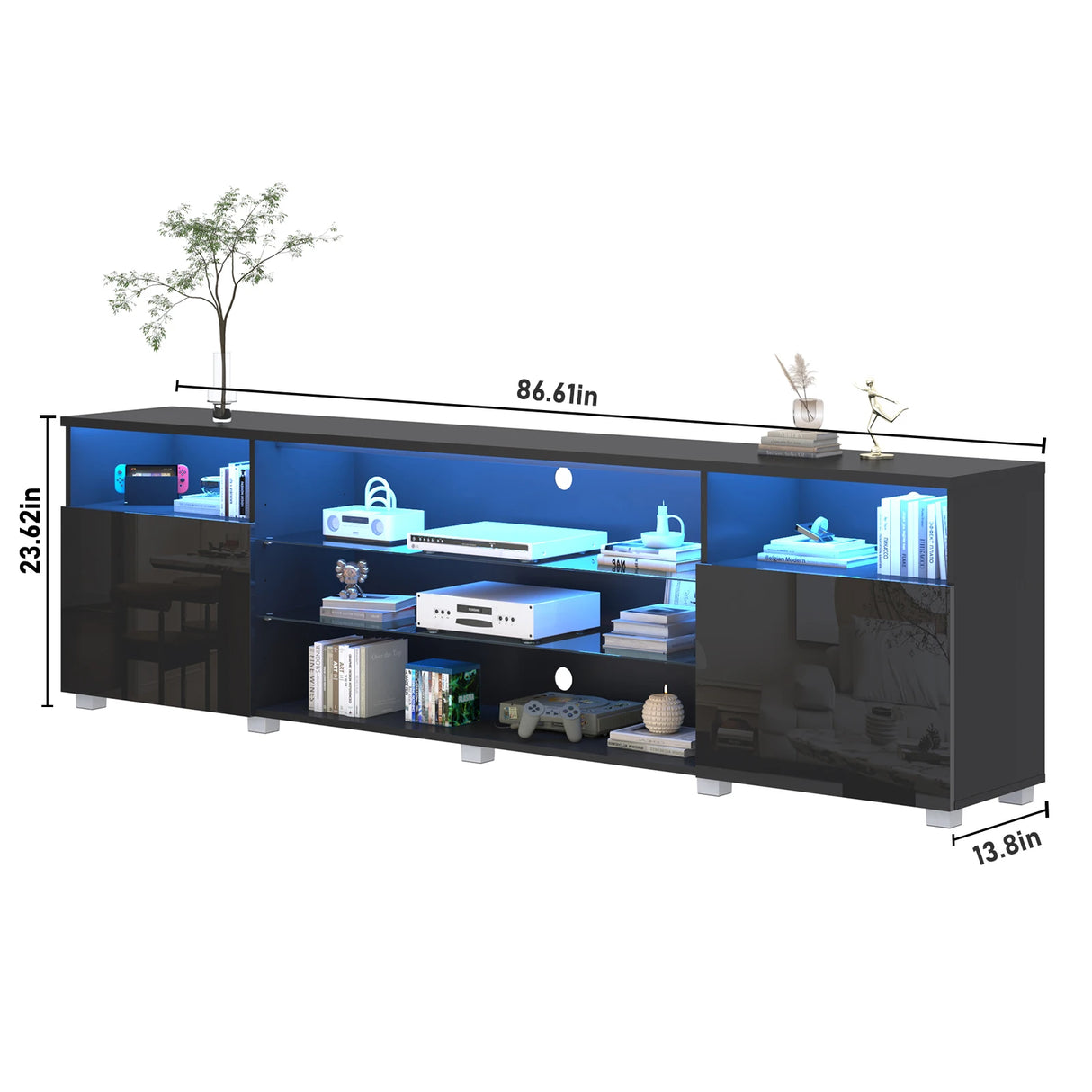 Modern High Gloss LED TV Stand With Storage Cabinet