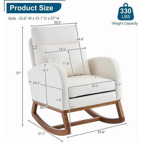 Beige Linen Upholstered Nursery Rocking Chair - Omega Lifestyles