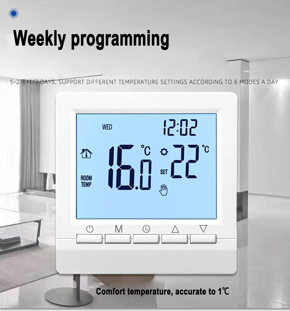 Programmable Smart Thermostat With Child Lock Backlit Display - Omega Lifestyles