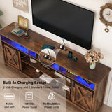 Farmhouse Sliding Barn Door Wooden TV Stand Cabinet