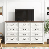 Rustic Wooden 12-Drawer Large Bedroom Dresser Chest